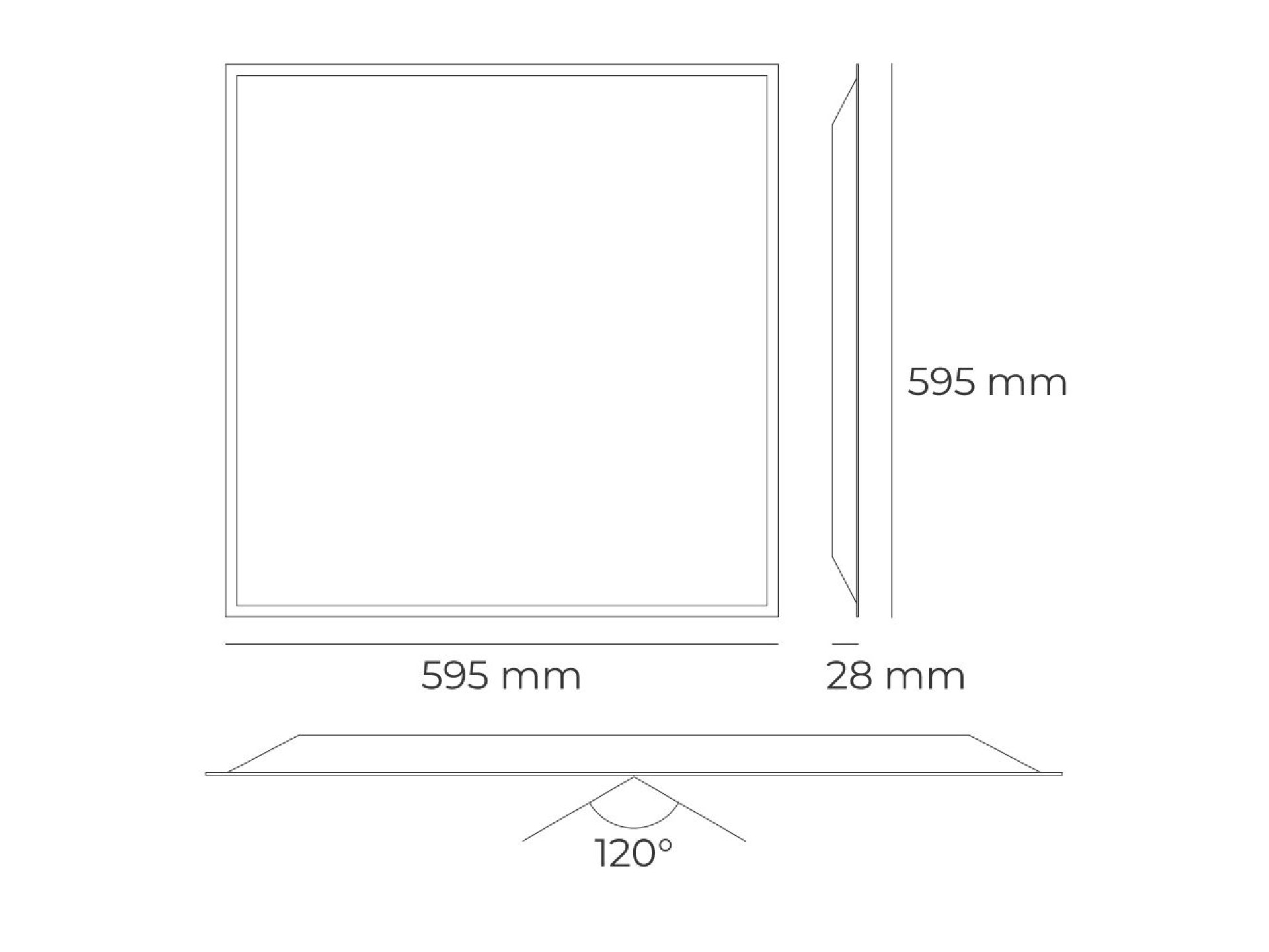 Panel led, 40 w, 3cct (3000-4000-6500 k), 4800 lm, 595 x 595 x 28 mm