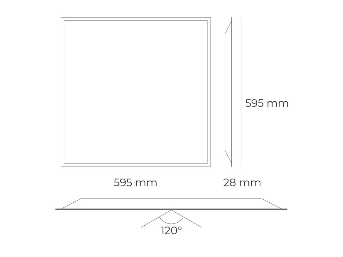 Panel led, 40 w, 3cct (3000-4000-6500 k), 4800 lm, 595 x 595 x 28 mm
