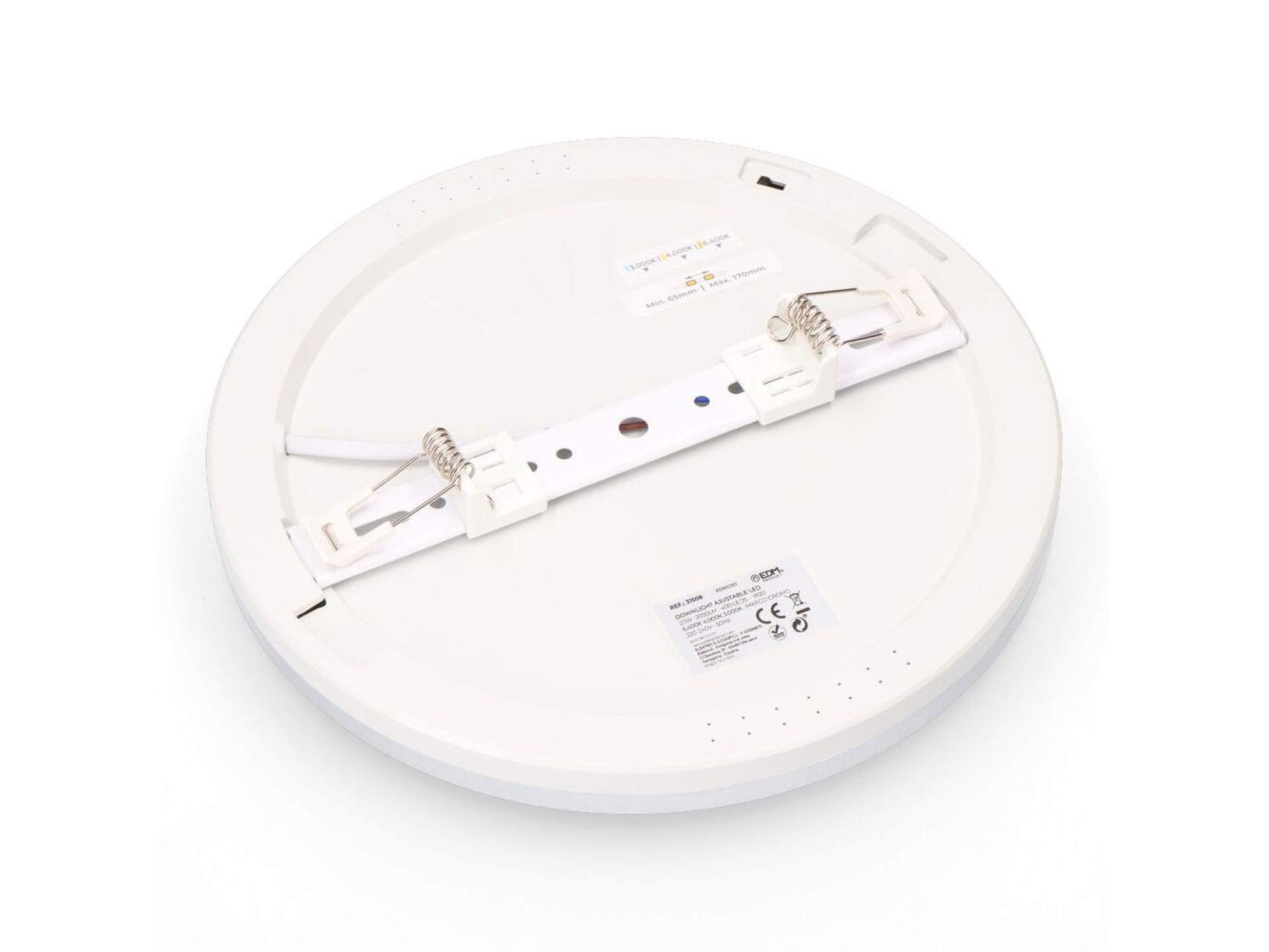 Adjustable led surface/recessed downlight 20 w 2050 lm, chrome frame, 3cct, ø22.5 cm