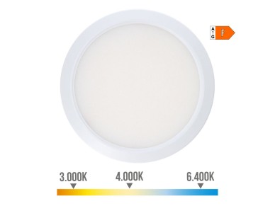 Adjustable led surface/recessed downlight 20 w 2050 lm, white frame, 3cct, �22.5 cm