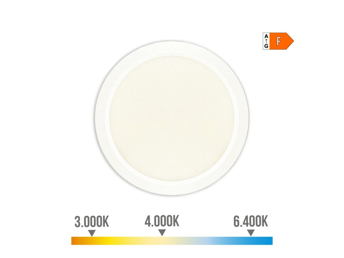 Downlight ajustável led superfície/embutir 20 w 2050 lm, moldura branca, 3cct, ø22,5 cm