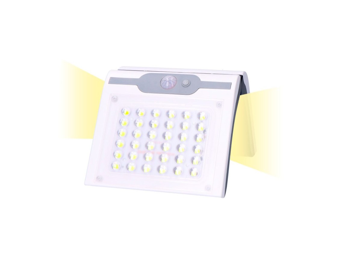 Candeeiro de parede solar 2w 220lm 6.500k com sensor cor branco edm