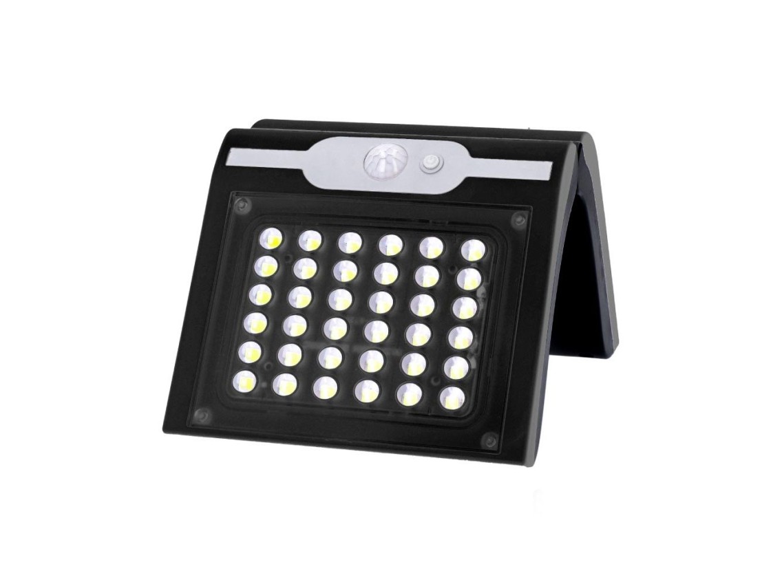 Aplique solar com sensor cor preta, 2 w