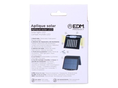 Aplique solar con sensor color negro, 2 w Aplique solar con sensor color negro, 2 w