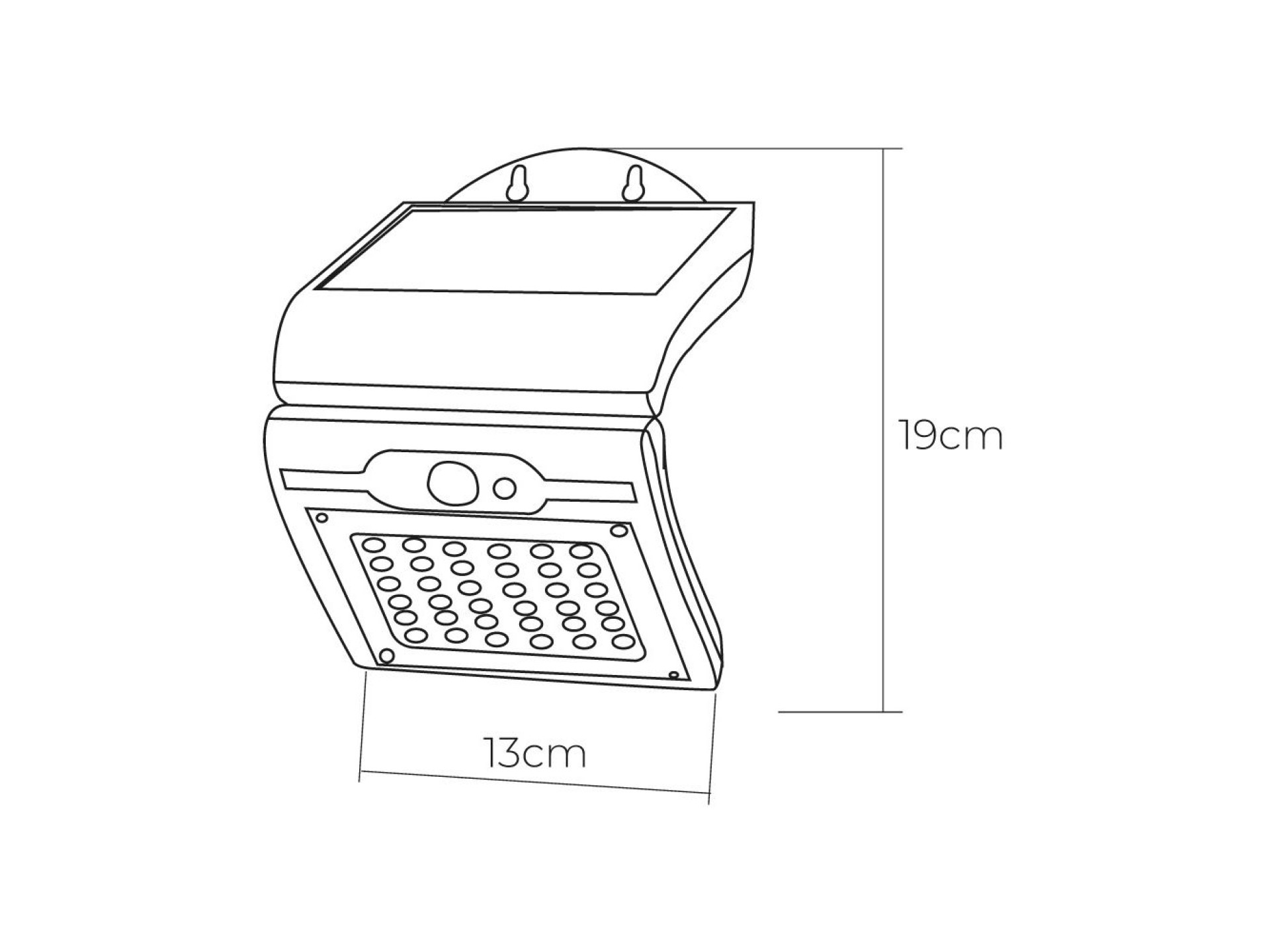 Aplique solar com sensor cor preta, 2 w