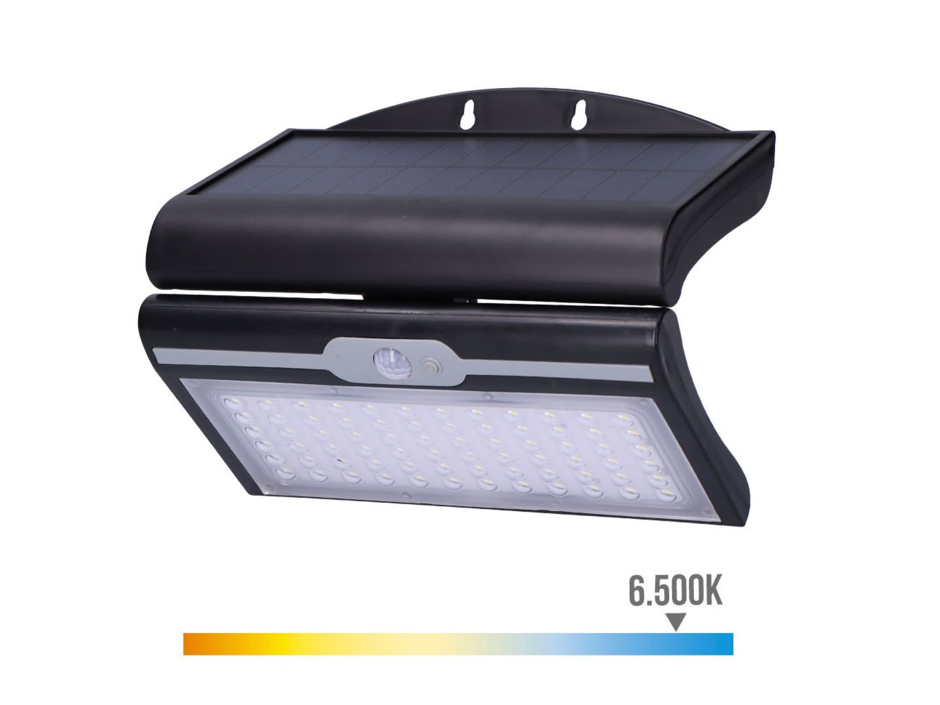 Aplique solar 6w 430lm 6.500k con sensor, color negro