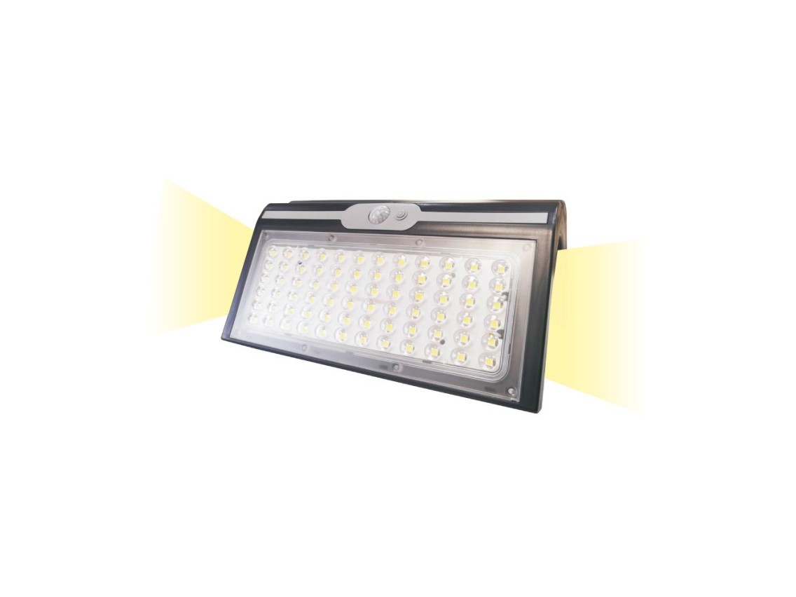 Aplique solar 6w 430lm 6.500k con sensor, color negro
