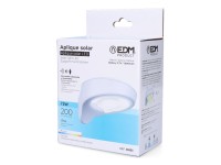 Candeeiro solar 2w 200lm 6500k com sensor cor branco edm