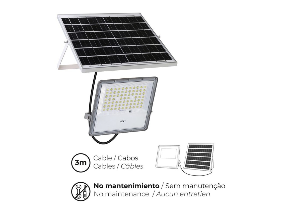 Solar led projector spotlight 200 w 1500 lm 6500 k cold light
