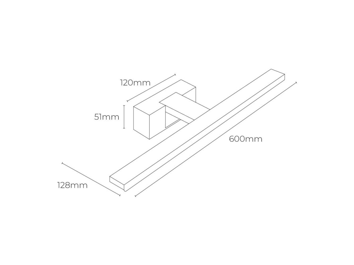 Lámpara led de pared o espejo 12 w 1.270 lm 4.000 k, luz día 60 x 12,8 x 5,10 cm