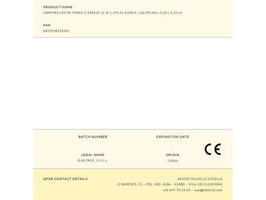 L�mpara led de pared o espejo 12 w 1.270 lm 4.000 k, luz d�a 60 x 12,8 x 5,10 cm