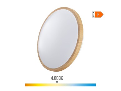 Candeeiro de superf�cie circular led efeito madeira 18 w 4000 k 1820 lm �33 x 5,5 cm
