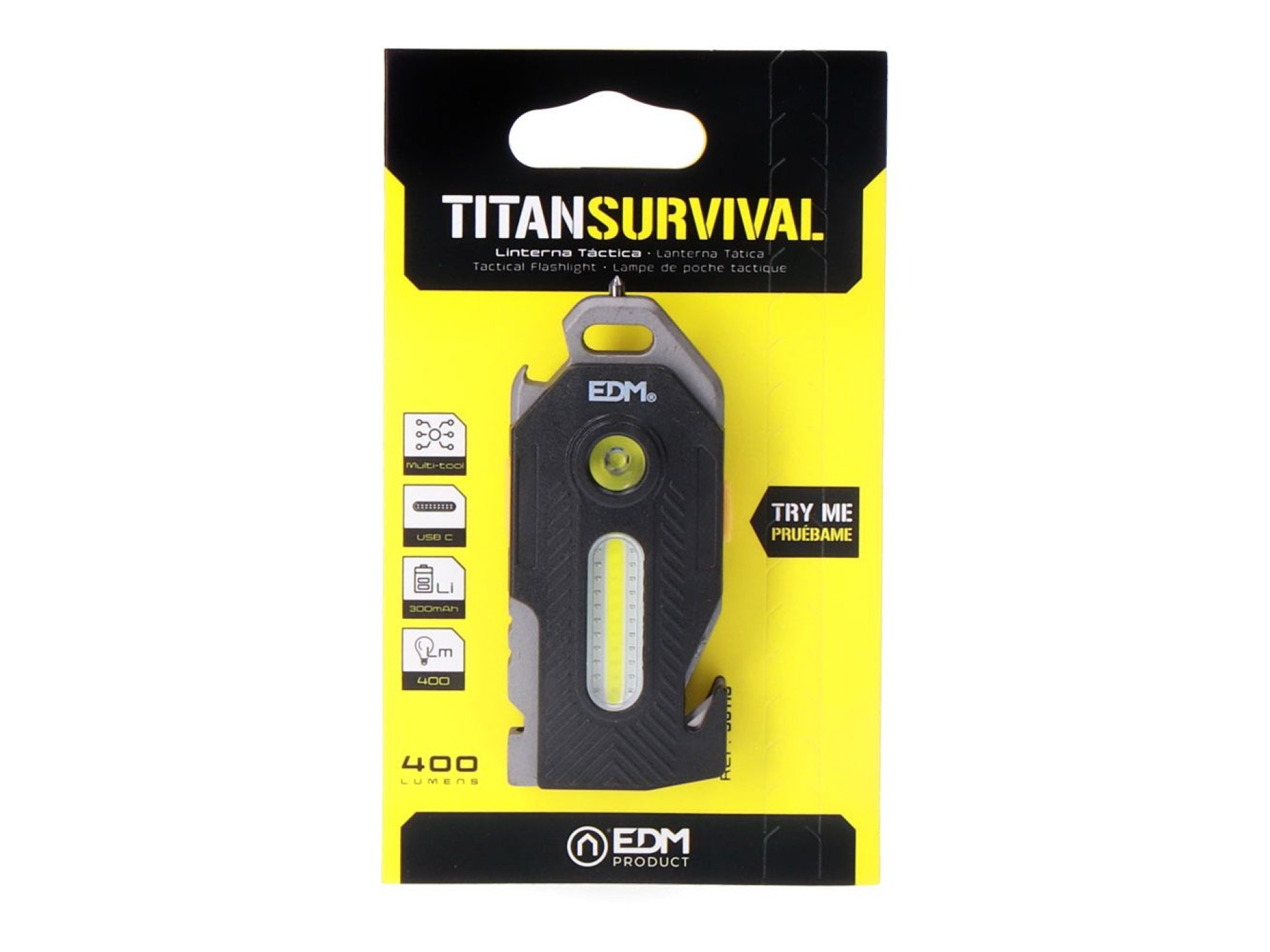 6-in-1 safety flashlight titan survival 2 leds, 400 lm, 7+2.5 w 39 x 21 x 92 mm