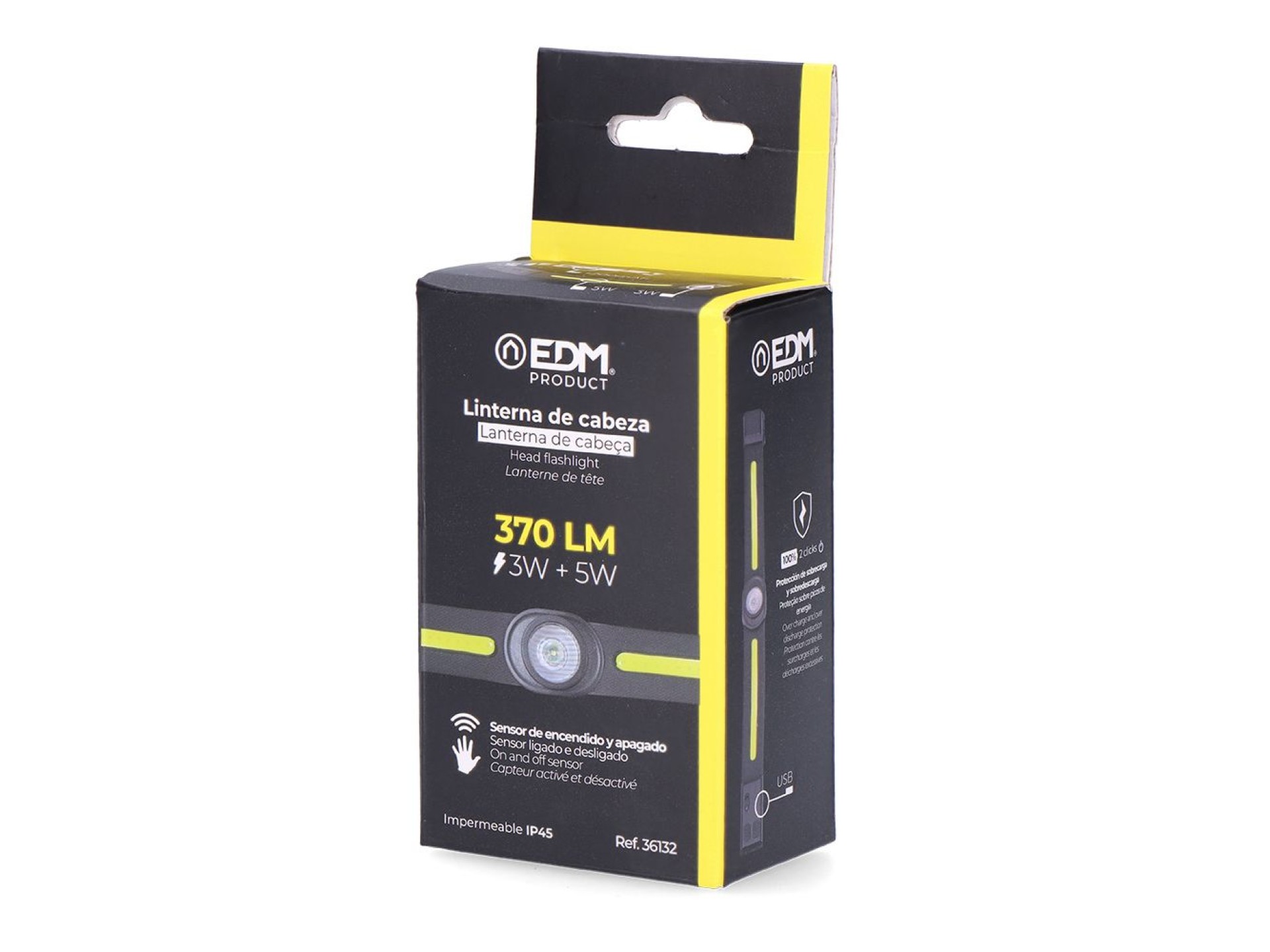 Lanterna de cabeça led recarregável 3w + 5w