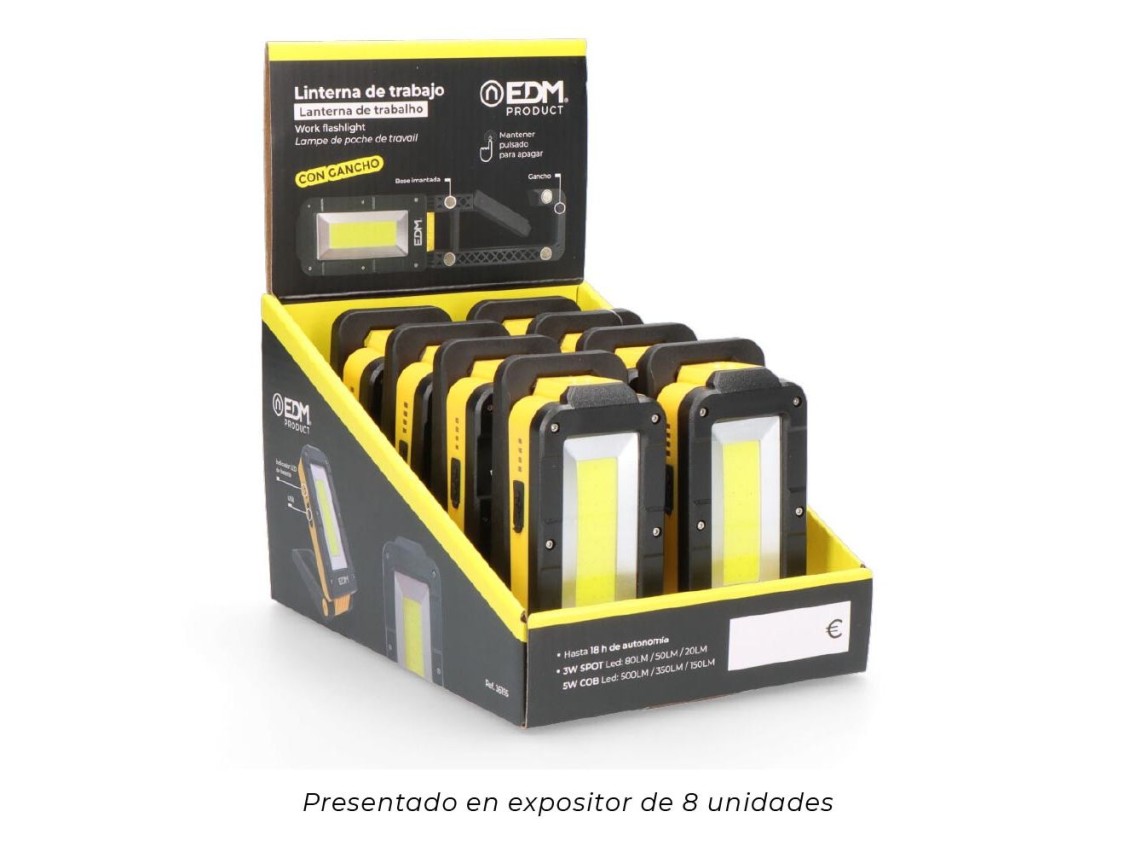 Rechargeable led work flashlight with swing base