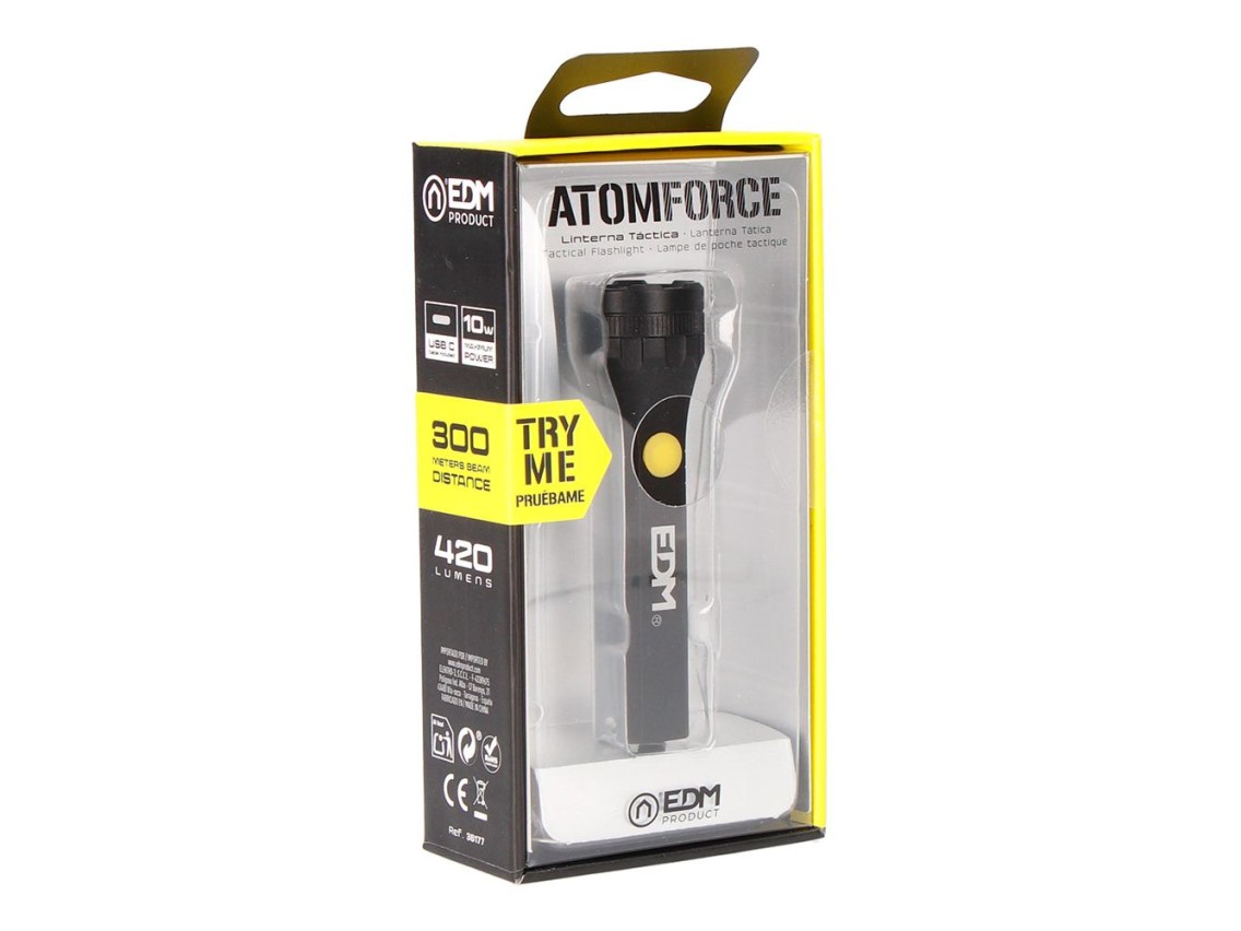 Mini lanterna led atom force, alum�nio, recarreg�vel, 10 w 420 lm