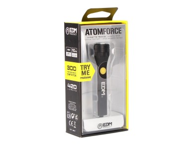 Mini lanterna led atom force, alum�nio, recarreg�vel, 10 w 420 lm