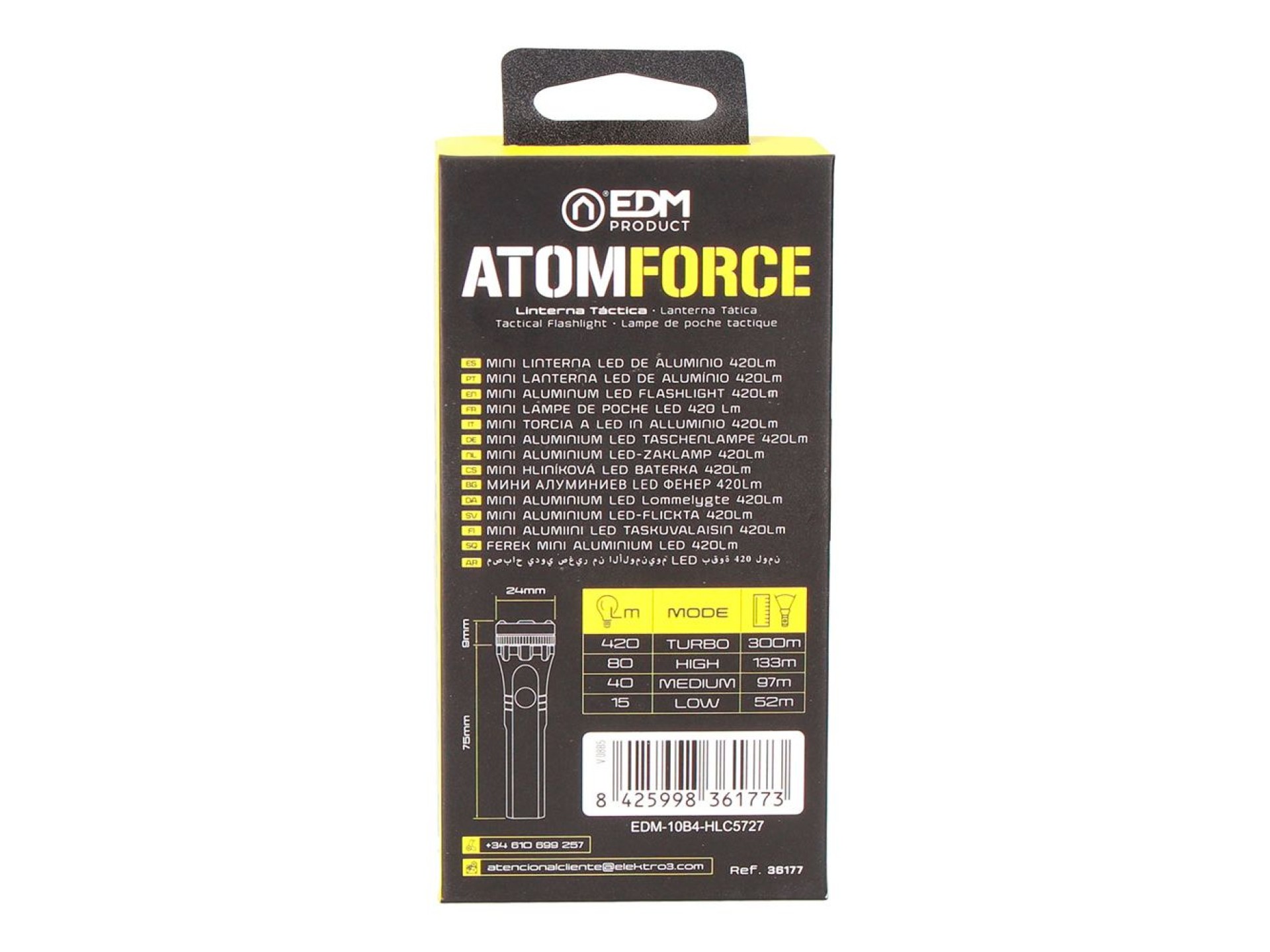 Mini lanterna led atom force, alumínio, recarregável, 10 w 420 lm