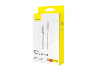 Cable de datos de carga rápida Baseus Tungsten Gold Tipo-C a Tipo-C, 100 W, 2 m, titanio, Galax
