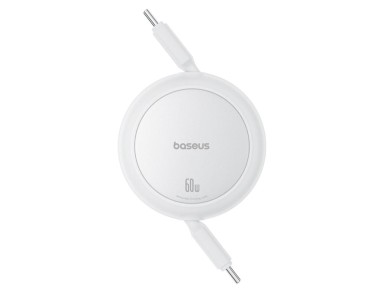 Cable de carga Baseus Free2Pull Mini USB-C a USB-C 60 W 1 m Blanco Luna