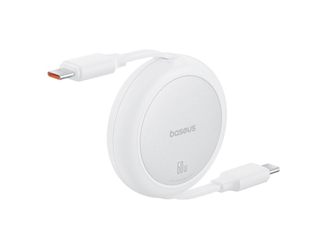 Cable de carga Baseus Free2Pull Mini USB-C a USB-C 60 W 1 m Blanco Luna