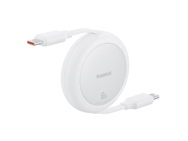 Cable de carga Baseus Free2Pull Mini USB-C a USB-C 60 W 1 m Blanco Luna