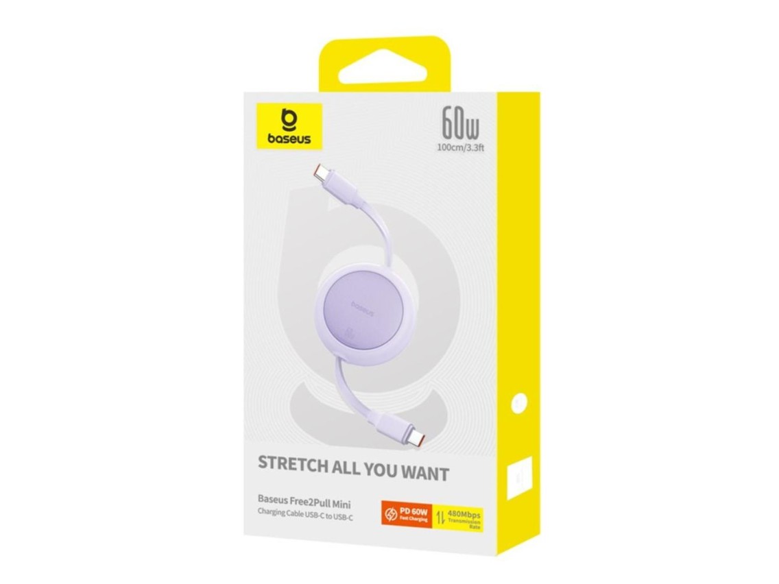 Baseus Free2Pull Mini Charging Cable USB-C to USB-C 60W 1m Nebula Purple