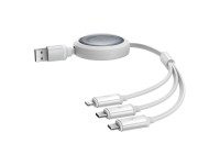 Baseus Free2Draw Retractable Crystal Fast Charging Data Cable USB to M+L+C 3.5A 1.1m Moon White