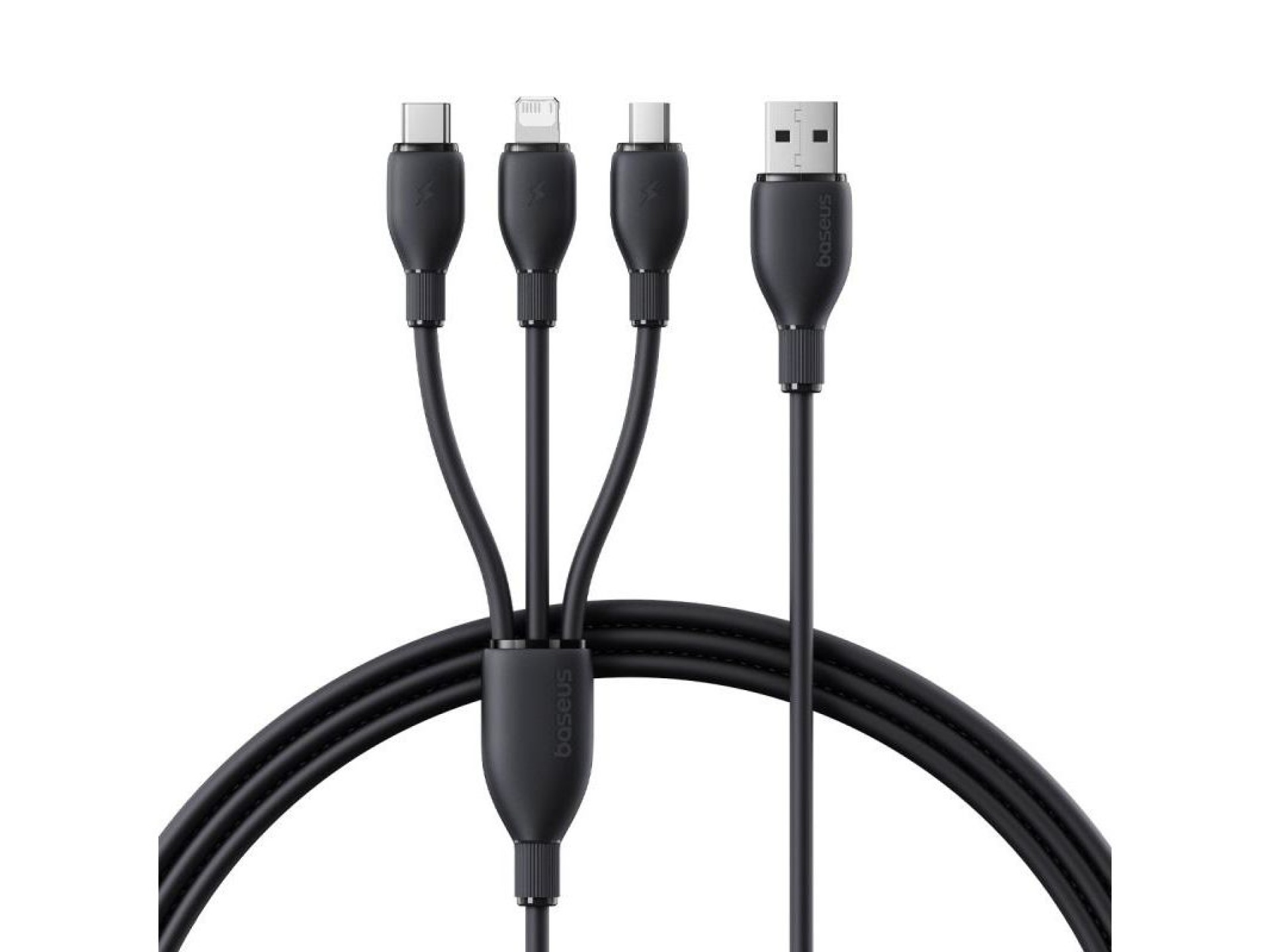 Baseus Ultra-Fast One-for-Three Fast Charging Cable USB-A to M+L+C 3.5A 0.8m Cosmic Black