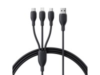 Cable de carga rápida Baseus Ultra-Fast One-for-Three (USB-A a M+L+C, 3,5 A, 0,8 m, negro c