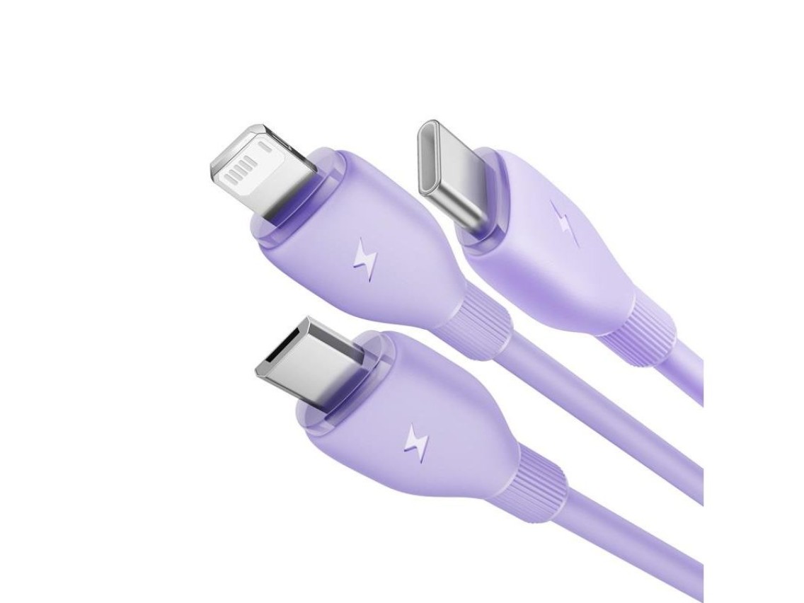 Baseus Ultra-Fast One-for-Three Fast Charging Cable USB-A to M+L+C 3.5A 1.3m Nebula Purple