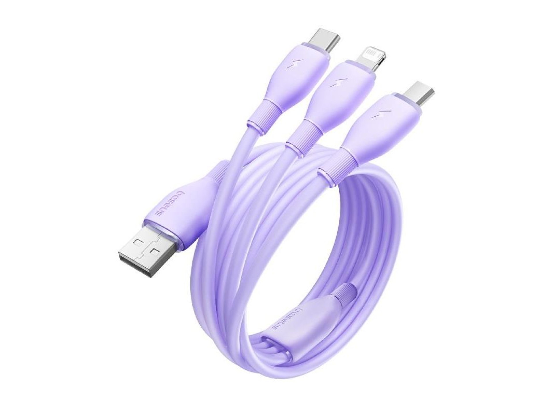 Baseus Ultra-Fast One-for-Three Fast Charging Cable USB-A to M+L+C 3.5A 1.3m Nebula Purple