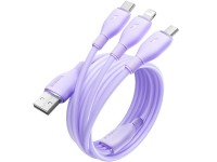 Baseus Ultra-Fast One-for-Three Fast Charging Cable USB-A to M+L+C 3.5A 1.3m Nebula Purple Baseus Ultra-Fast One-for-Three Fast Charging Cable USB-A to M+L+C 3.5A 1.3m Nebula Purple