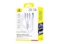 Baseus Ultra-Fast One-for-Three Fast Charging Cable USB-A to M+L+C 3.5A 1.3m Nebula Purple Baseus Ultra-Fast One-for-Three Fast Charging Cable USB-A to M+L+C 3.5A 1.3m Nebula Purple