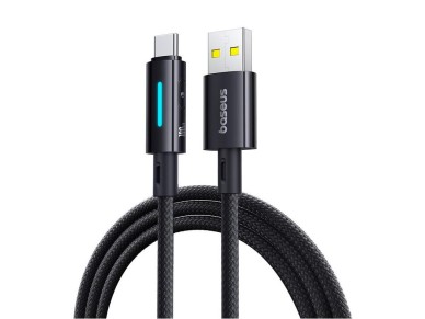 Cable de datos de carga rápida Baseus Lit con botón de control USB-A a USB-C de 100 W y 1 