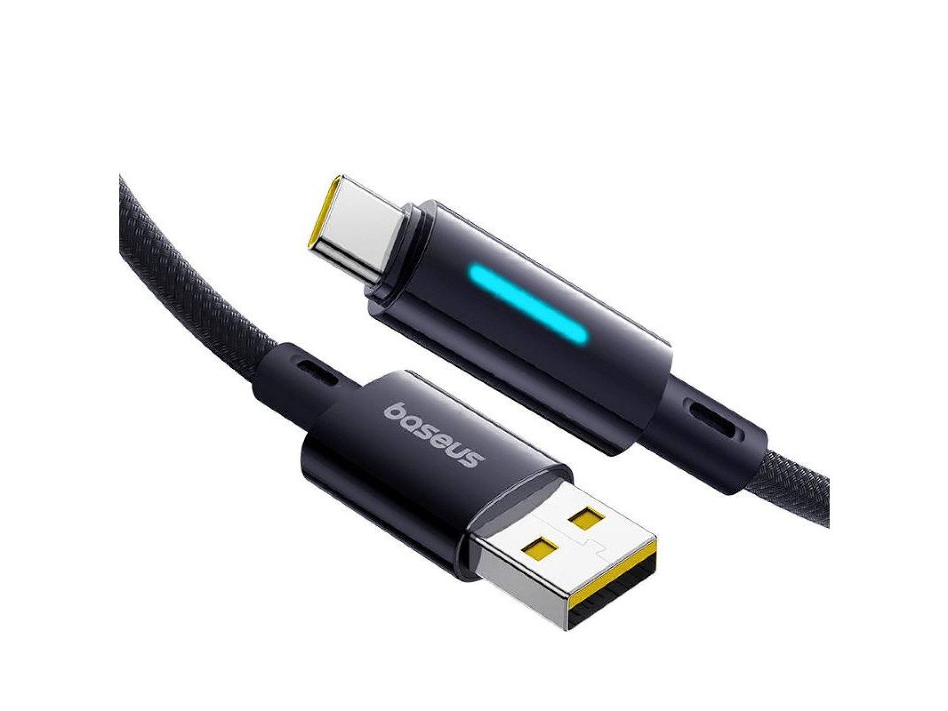 Baseus Lit Button-Control Fast Charging Data Cable USB-A to USB-C 100W 1m Cosmic Black