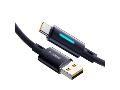 Cable de datos de carga rápida Baseus Lit con botón de control USB-A a USB-C de 100 W y 1 