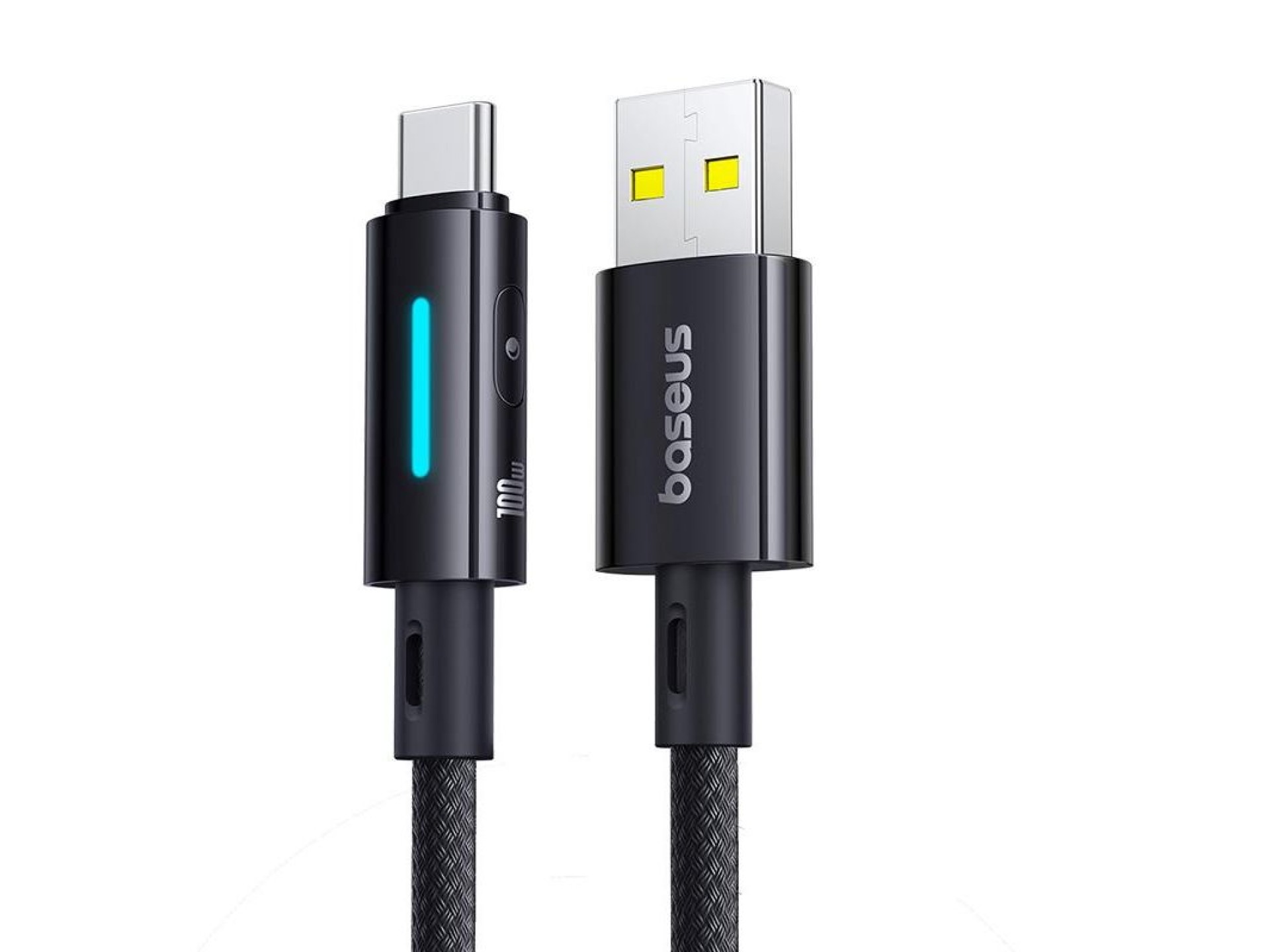 Baseus Lit Button-Control Fast Charging Data Cable USB-A to USB-C 100W 1m Cosmic Black
