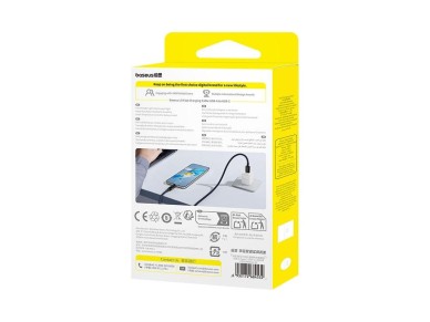 Cable de datos de carga rápida Baseus Lit con botón de control USB-A a USB-C de 100 W y 1 