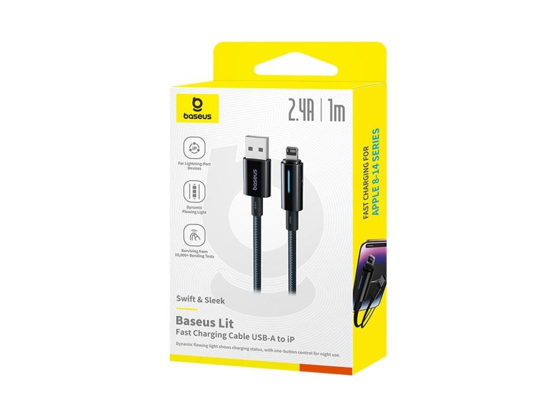 Baseus Lit Cable USB - Lightning 1m 2.4A Cosmic Black