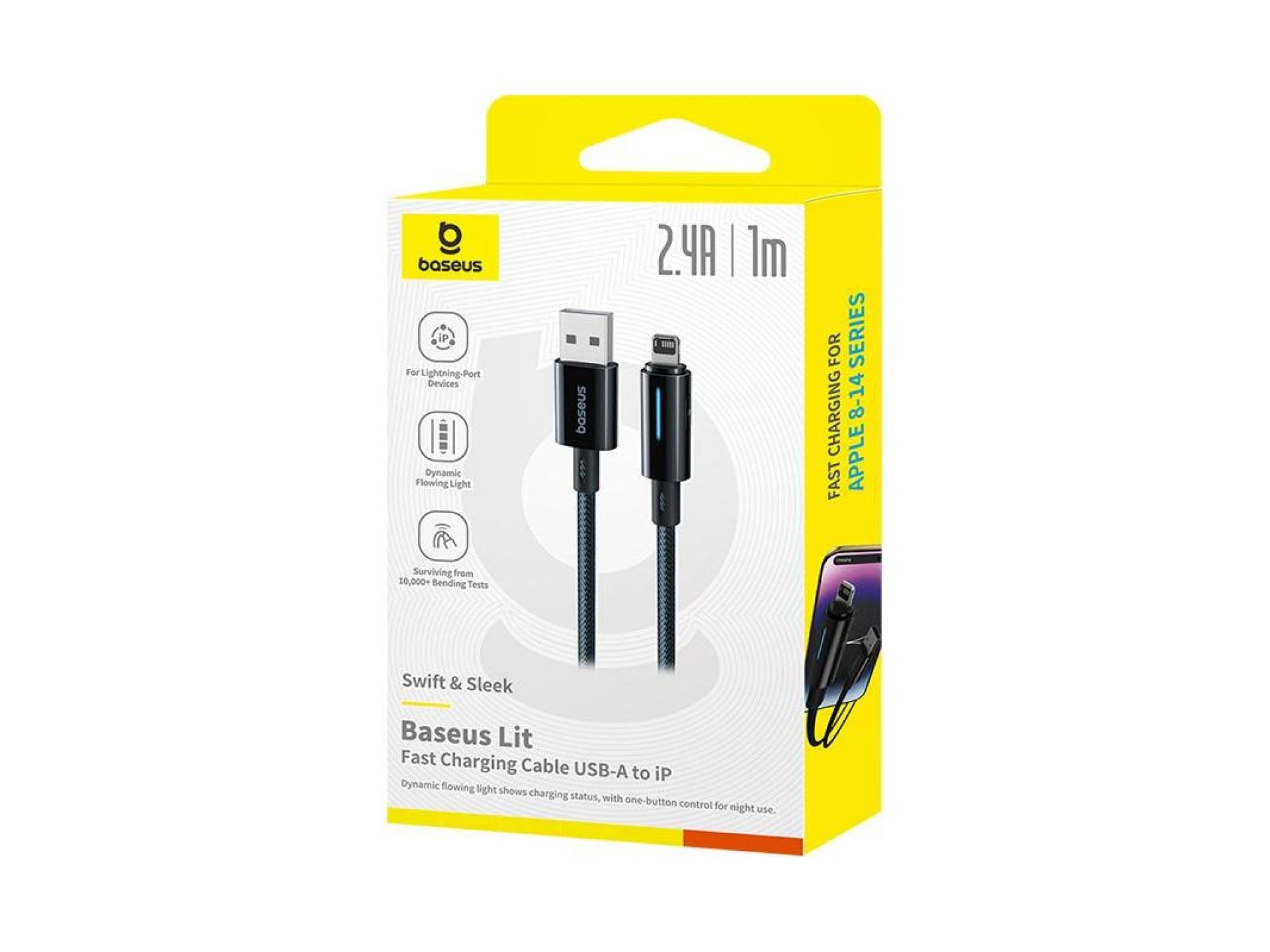 Baseus Lit Cable USB - Lightning 1m 2.4A Cosmic Black