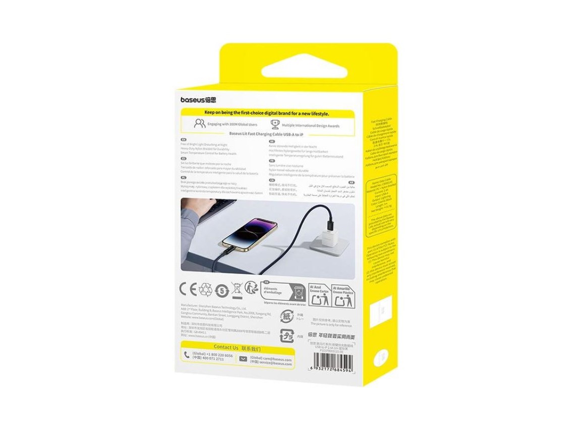 Baseus Lit Cable USB - Lightning 1m 2.4A Cosmic Black
