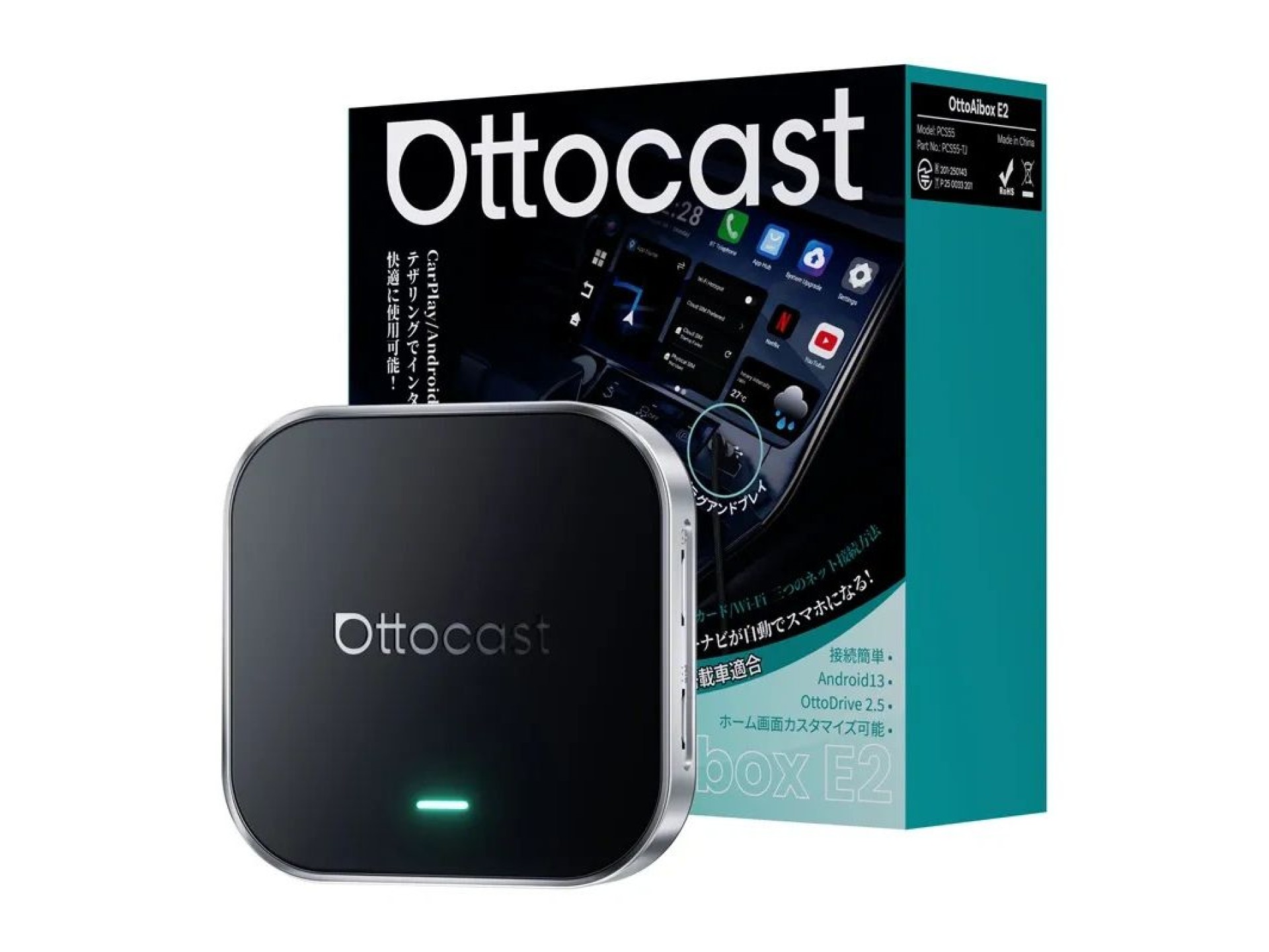 Adaptador inalámbrico para coche Ottocast OttoAibox E2 CarPlay/Android