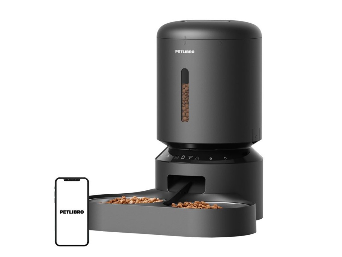 Dispensador de comida Petlibro Granary con doble cuenco, Wifi, 5 l (negro)