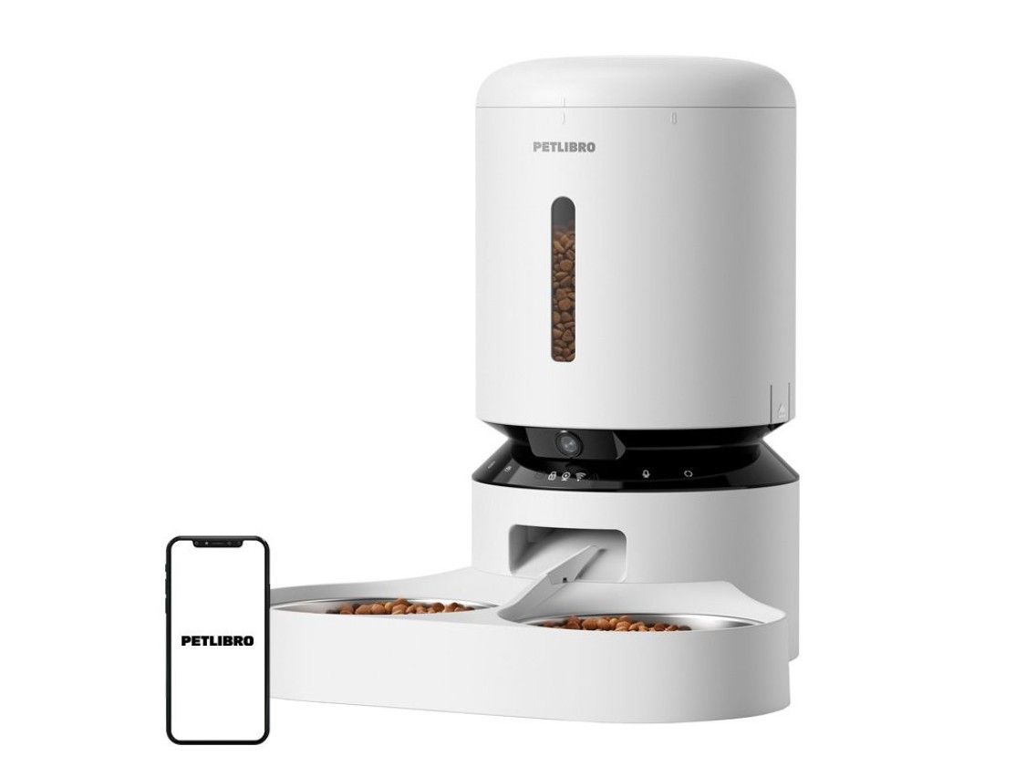 Petlibro Granary camera feed dispenser with double bowl, 5L (white)