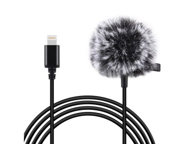 Microfone de lapela Jack Puluz com clipe PU426, cabo de 1,5 m e conector Lightning de 3,5 mm. Microfone de lapela Jack Puluz com clipe PU426, cabo de 1,5 m e conector Lightning de 3,5 mm.