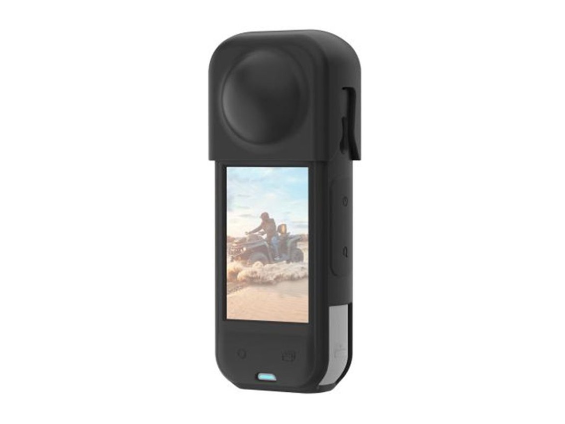 Capa protetora de silicone PULUZ com tampa de lente para Insta360 X5 (preta)