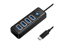 Concentrador Orico USB-C a 4 USB 3.0 de 5 Gbps y 0,15 m, color negro