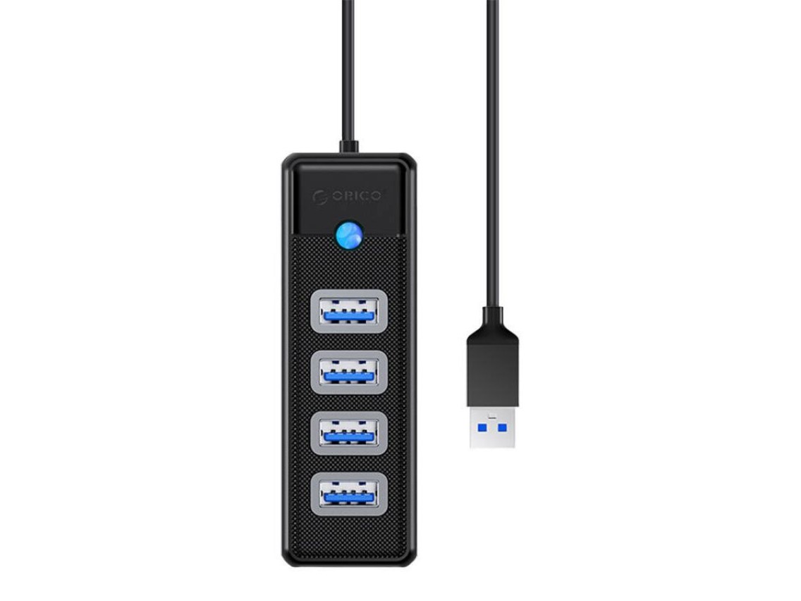 Concentrador Orico USB a 4 puertos USB 3.0, 5 Gbps, 0,15 m (negro)
