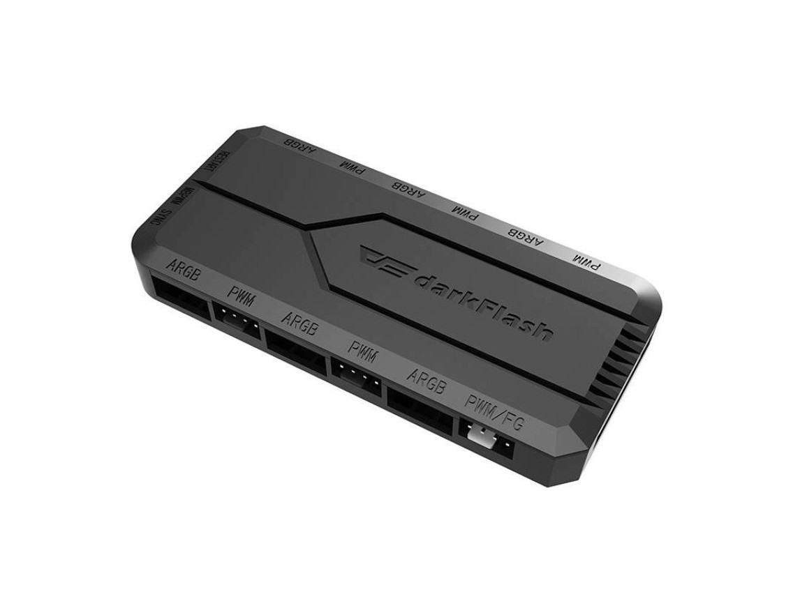 Caixa de controle de ventoinhas para computador Darkflash RC2 RGB PWM + controle remoto (preta)